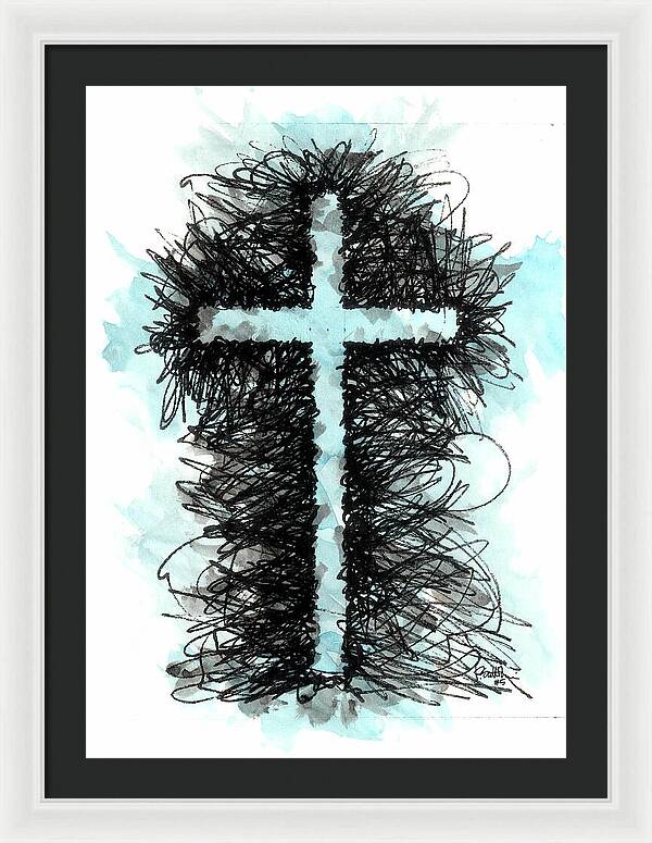 Chaos Order Cross 05 - Glorious Blue - Framed Print