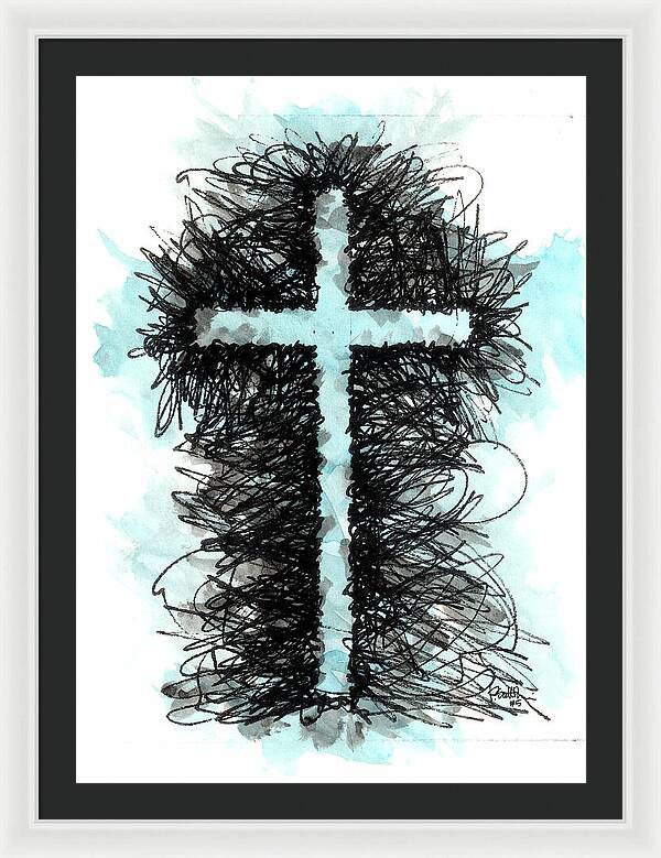 Chaos Order Cross 05 - Glorious Blue - Framed Print