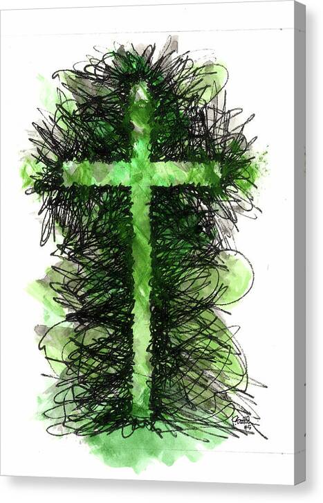 Chaos Order Cross 05 - Joyful Green - Canvas Print