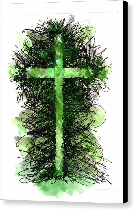 Chaos Order Cross 05 - Joyful Green - Canvas Print