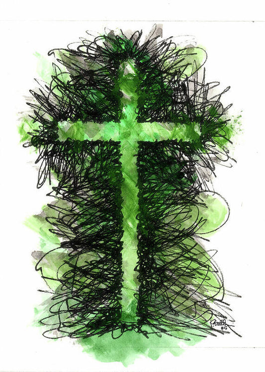 Chaos Order Cross 05 - Joyful Green - Art Print