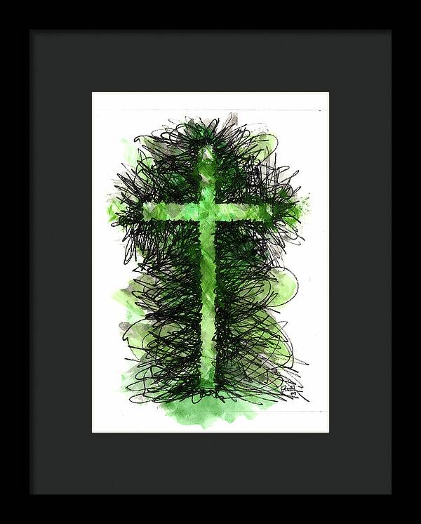 Chaos Order Cross 05 - Joyful Green - Framed Print