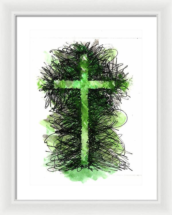 Chaos Order Cross 05 - Joyful Green - Framed Print