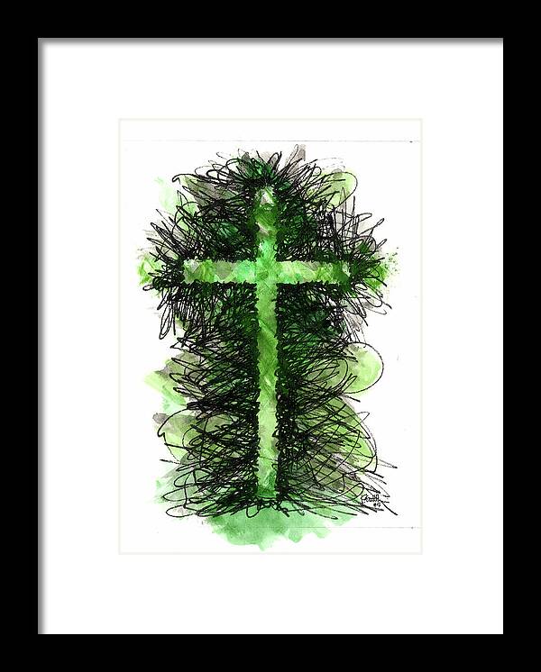 Chaos Order Cross 05 - Joyful Green - Framed Print