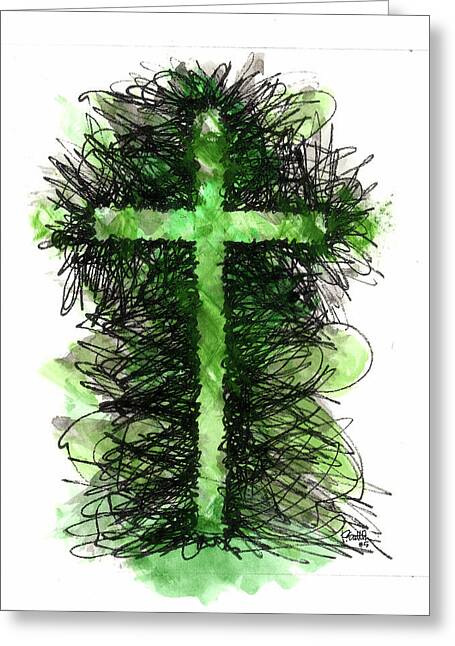 Chaos Order Cross 05 - Joyful Green - Greeting Card