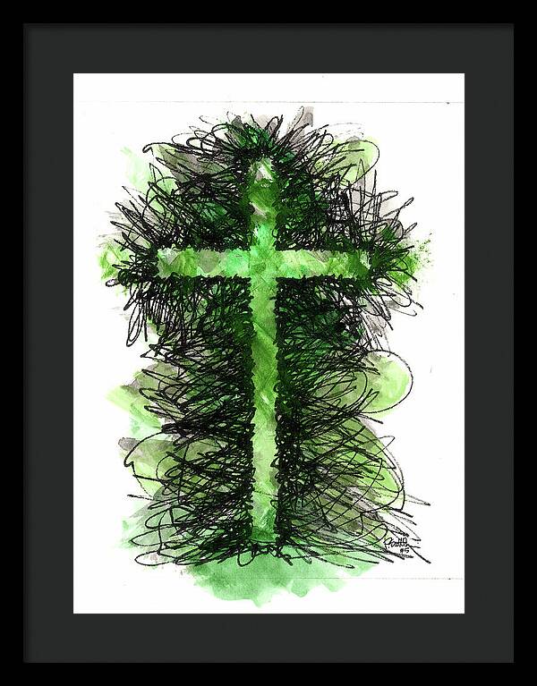 Chaos Order Cross 05 - Joyful Green - Framed Print