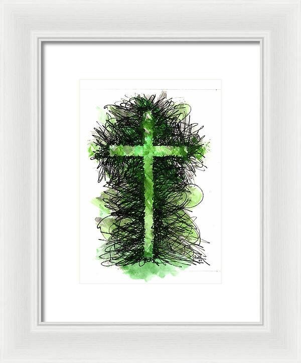 Chaos Order Cross 05 - Joyful Green - Framed Print