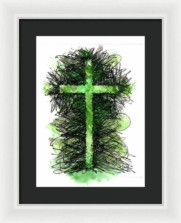 Chaos Order Cross 05 - Joyful Green - Framed Print