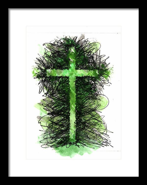 Chaos Order Cross 05 - Joyful Green - Framed Print