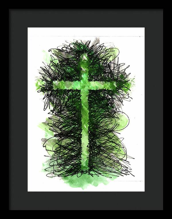 Chaos Order Cross 05 - Joyful Green - Framed Print
