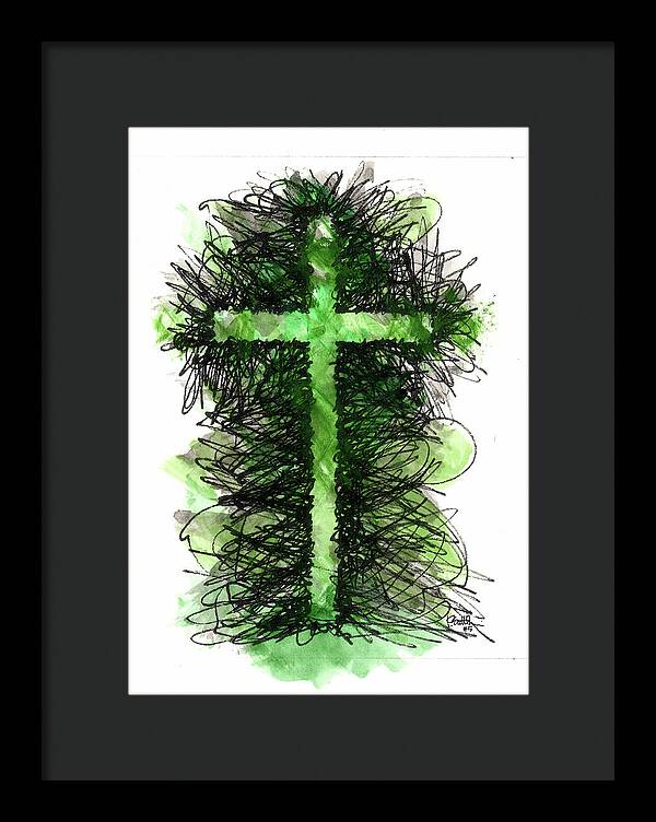 Chaos Order Cross 05 - Joyful Green - Framed Print