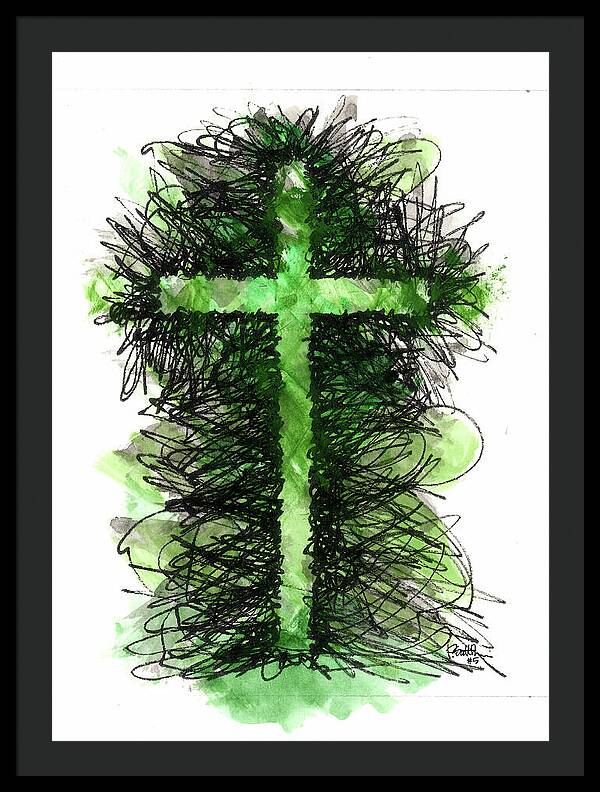 Chaos Order Cross 05 - Joyful Green - Framed Print