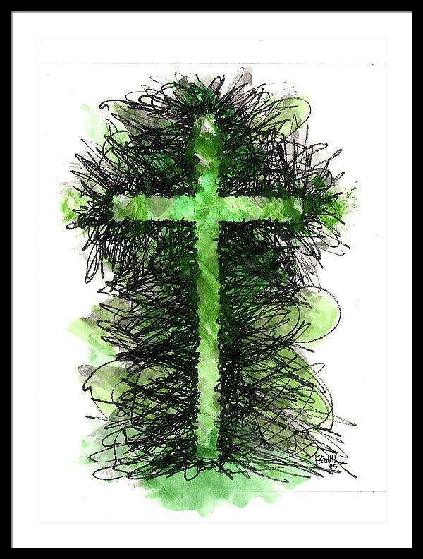 Chaos Order Cross 05 - Joyful Green - Framed Print