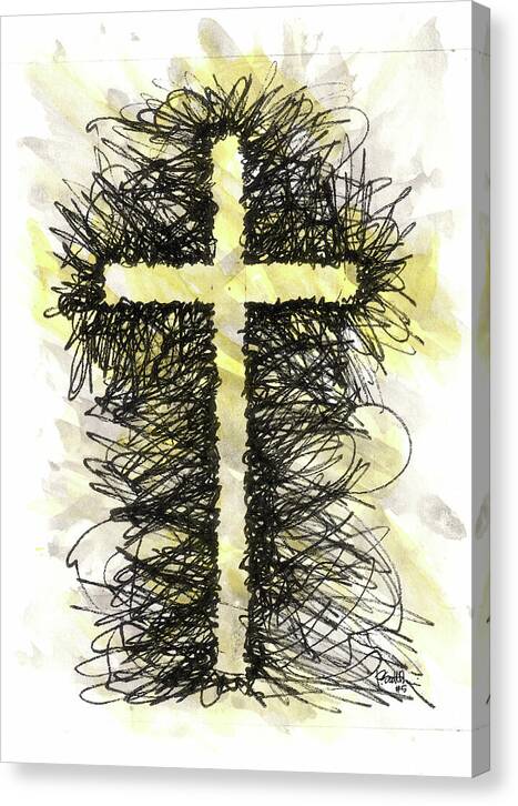 Chaos Order Cross 05 - Luminous Yellow - Canvas Print