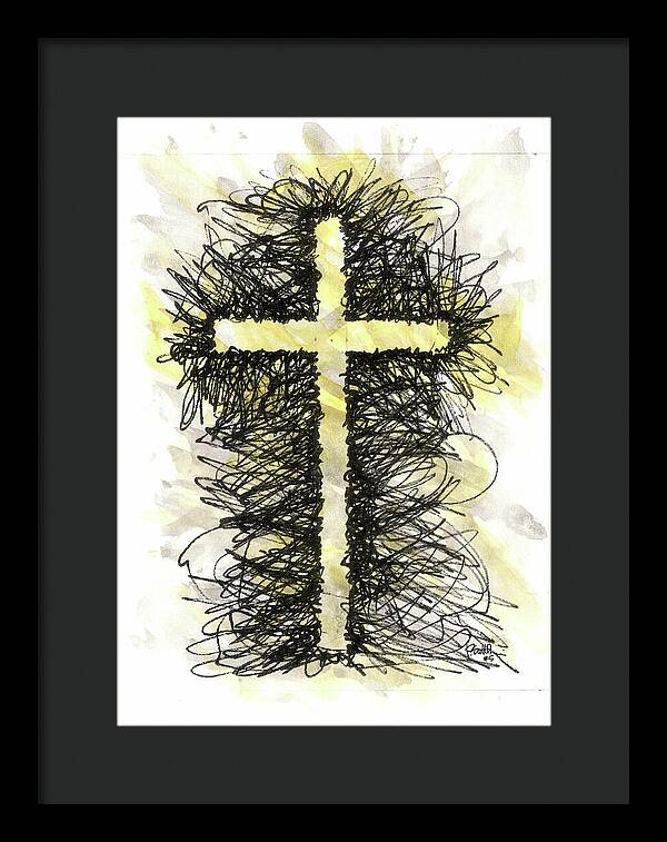 Chaos Order Cross 05 - Luminous Yellow - Framed Print
