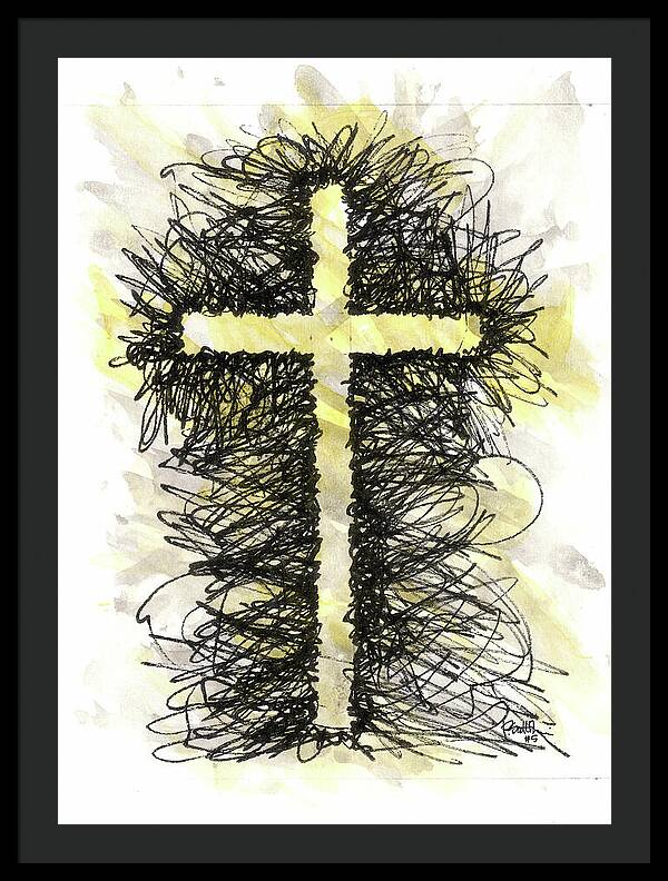 Chaos Order Cross 05 - Luminous Yellow - Framed Print