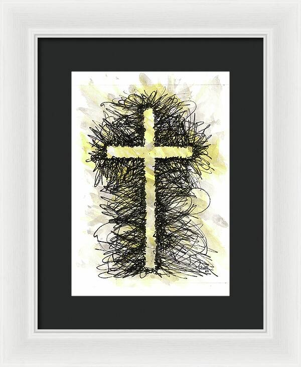 Chaos Order Cross 05 - Luminous Yellow - Framed Print