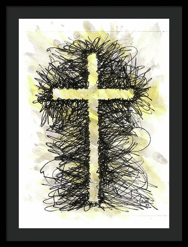 Chaos Order Cross 05 - Luminous Yellow - Framed Print