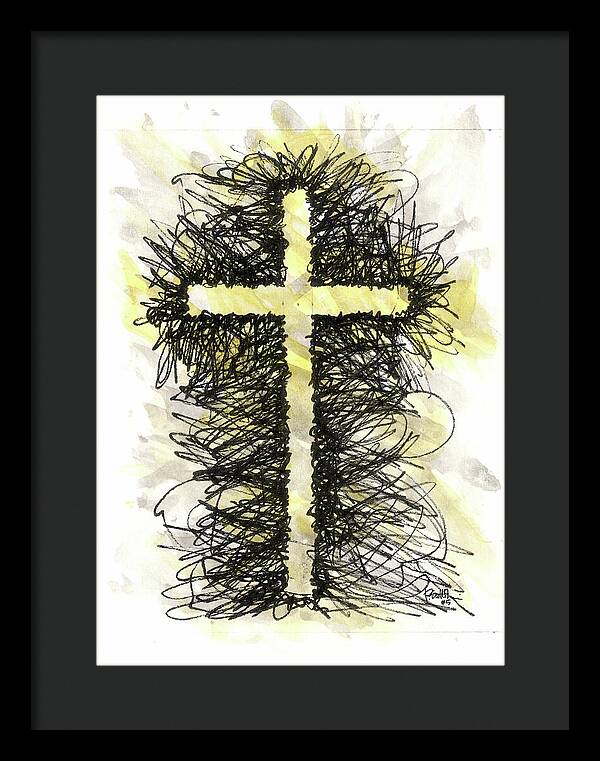 Chaos Order Cross 05 - Luminous Yellow - Framed Print