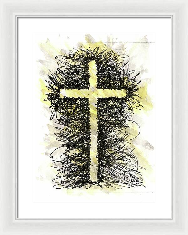 Chaos Order Cross 05 - Luminous Yellow - Framed Print