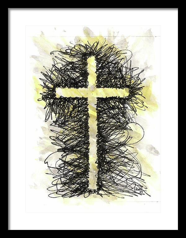 Chaos Order Cross 05 - Luminous Yellow - Framed Print