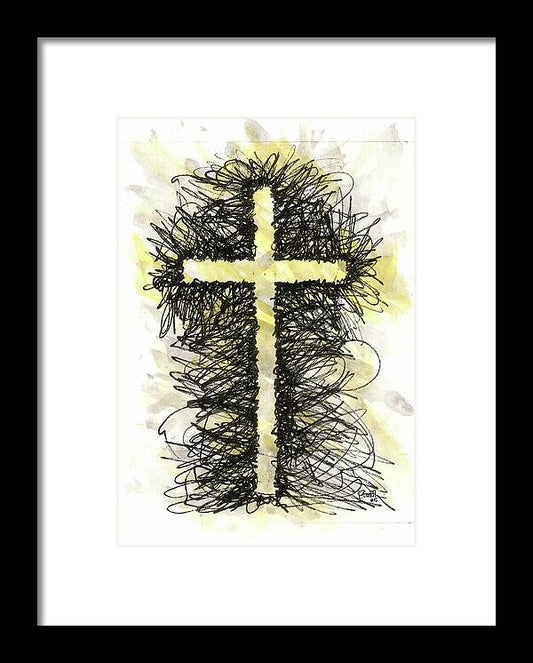 Chaos Order Cross 05 - Luminous Yellow - Framed Print
