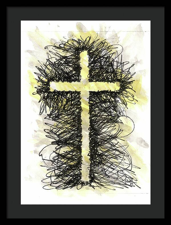 Chaos Order Cross 05 - Luminous Yellow - Framed Print