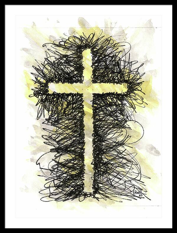 Chaos Order Cross 05 - Luminous Yellow - Framed Print