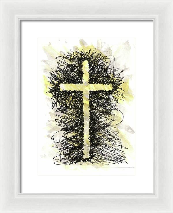 Chaos Order Cross 05 - Luminous Yellow - Framed Print