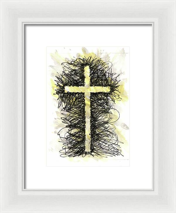 Chaos Order Cross 05 - Luminous Yellow - Framed Print