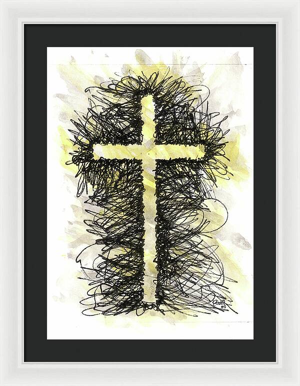 Chaos Order Cross 05 - Luminous Yellow - Framed Print