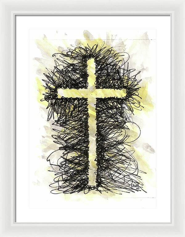 Chaos Order Cross 05 - Luminous Yellow - Framed Print