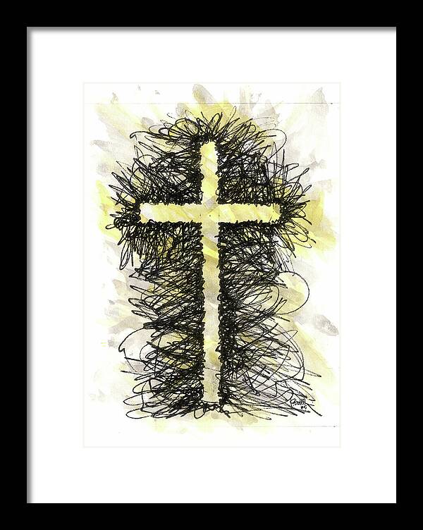 Chaos Order Cross 05 - Luminous Yellow - Framed Print