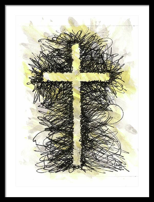Chaos Order Cross 05 - Luminous Yellow - Framed Print