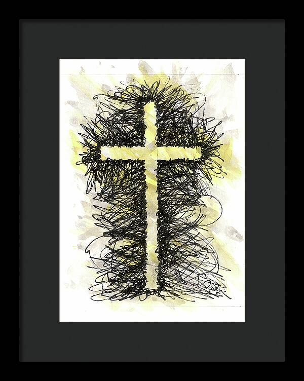Chaos Order Cross 05 - Luminous Yellow - Framed Print