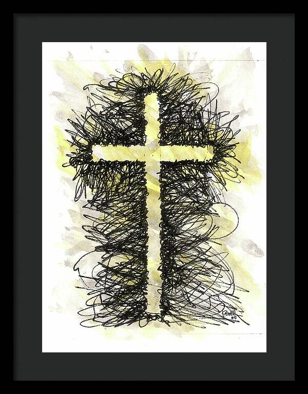 Chaos Order Cross 05 - Luminous Yellow - Framed Print