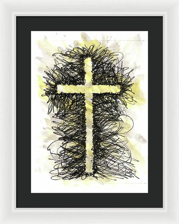 Chaos Order Cross 05 - Luminous Yellow - Framed Print
