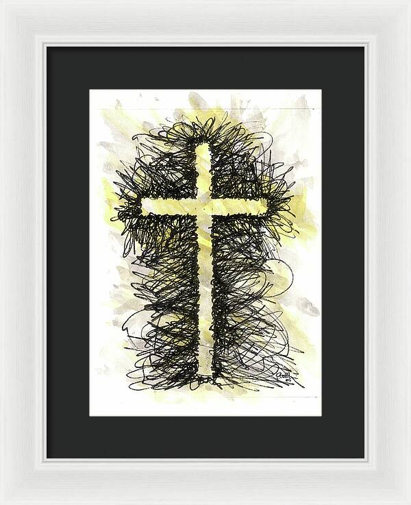 Chaos Order Cross 05 - Luminous Yellow - Framed Print