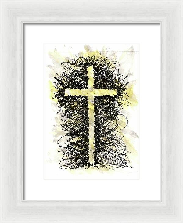 Chaos Order Cross 05 - Luminous Yellow - Framed Print