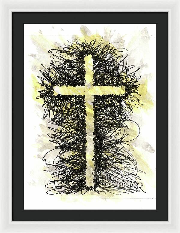 Chaos Order Cross 05 - Luminous Yellow - Framed Print