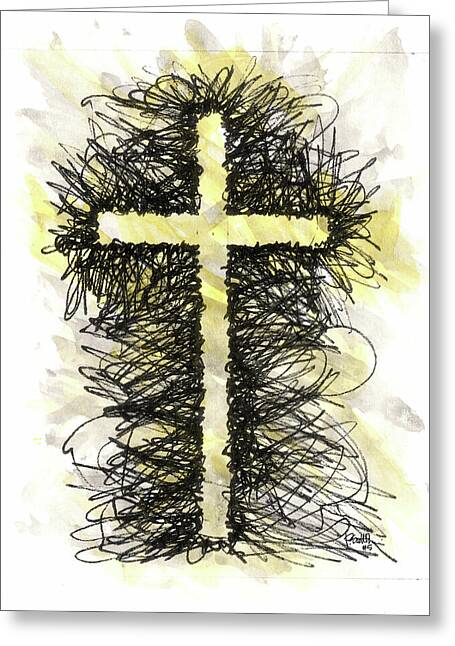 Chaos Order Cross 05 - Luminous Yellow - Greeting Card