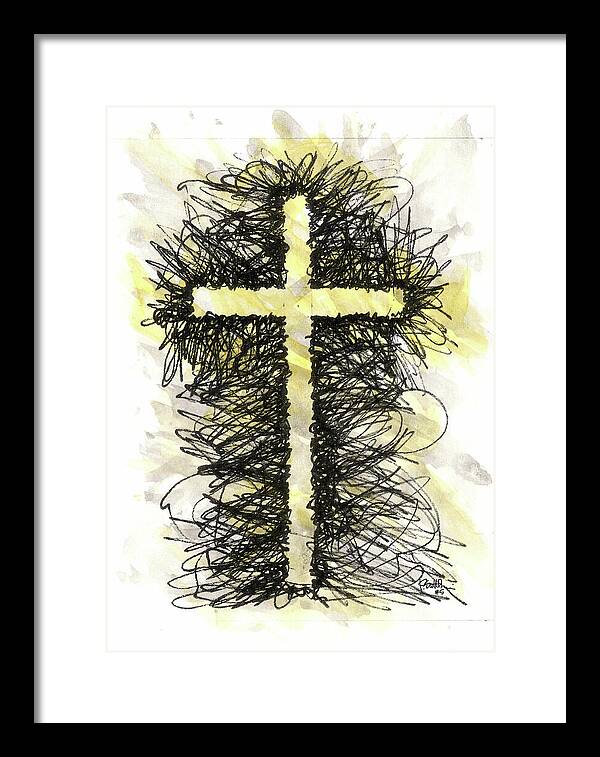 Chaos Order Cross 05 - Luminous Yellow - Framed Print