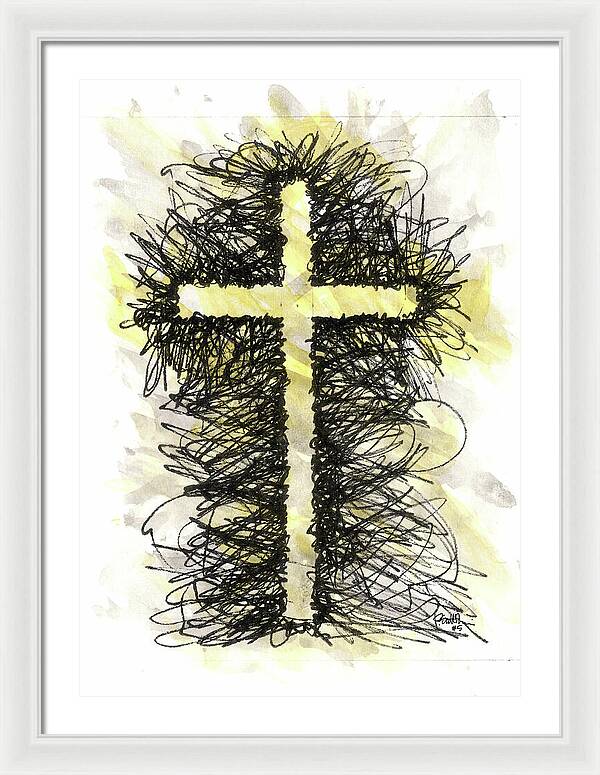 Chaos Order Cross 05 - Luminous Yellow - Framed Print