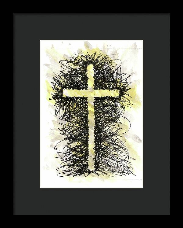 Chaos Order Cross 05 - Luminous Yellow - Framed Print