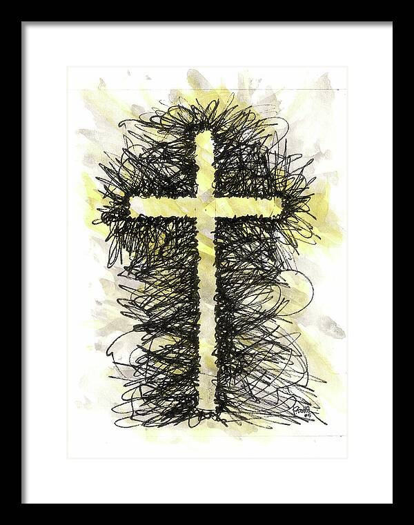Chaos Order Cross 05 - Luminous Yellow - Framed Print