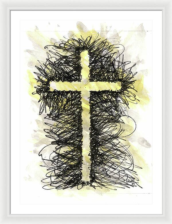 Chaos Order Cross 05 - Luminous Yellow - Framed Print