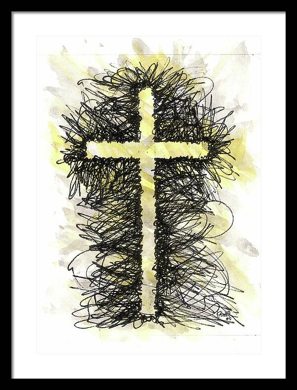 Chaos Order Cross 05 - Luminous Yellow - Framed Print