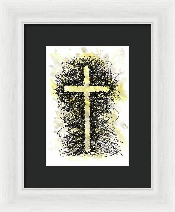 Chaos Order Cross 05 - Luminous Yellow - Framed Print