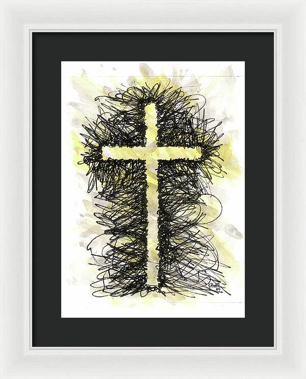 Chaos Order Cross 05 - Luminous Yellow - Framed Print