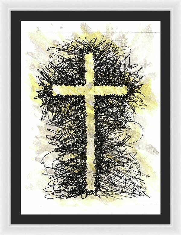 Chaos Order Cross 05 - Luminous Yellow - Framed Print